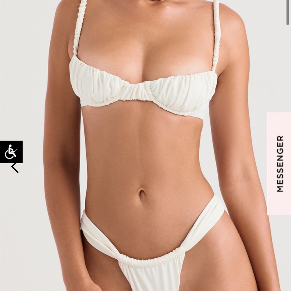 House of CB Cassis Ivory Bikini Top & Athens Ivory Gathered Bikini Botto…
